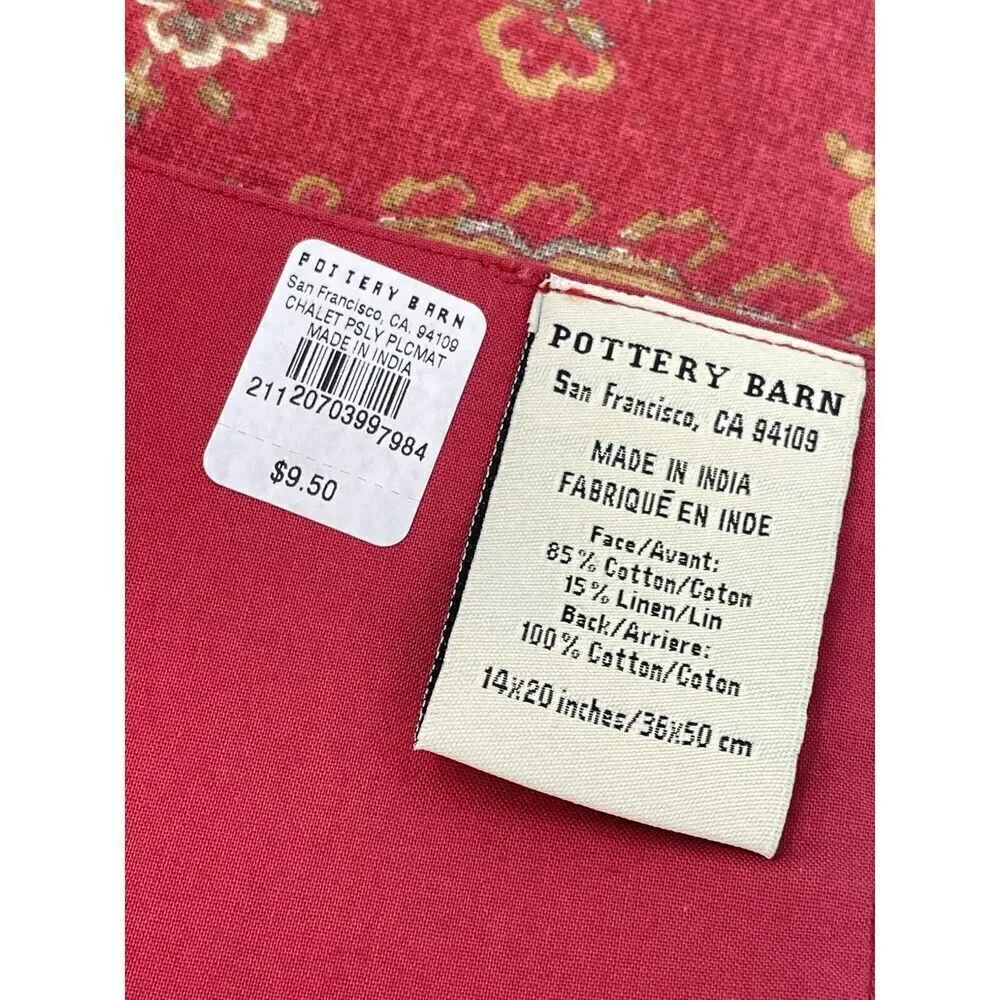 Pottery Barn Chalet Paisley Red Placemat NWT